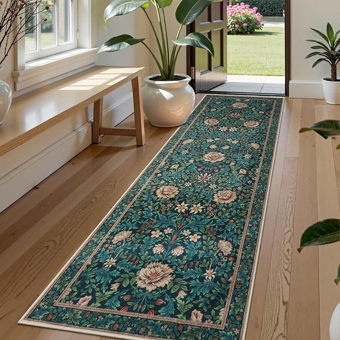 LIVEBOX Washable Floral Hallway Runner Rug 2x6 Non Slip, Boho Kitchen Runner 6ft - Image 2