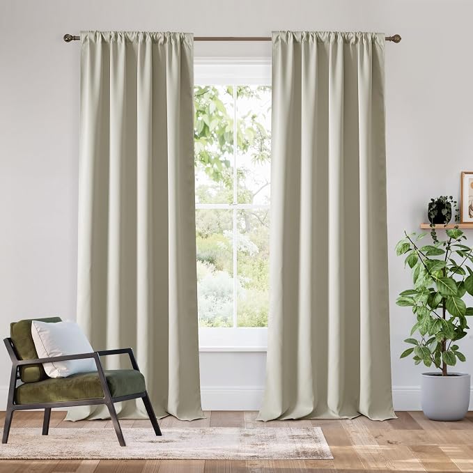 RYB HOME Bedroom Blackout Curtains 84 inches Long, 100% Blackout Thermal by RYBHOME