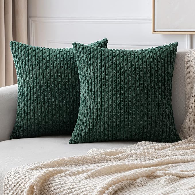 MIULEE Army Green Throw Pillow Covers Soft Corduroy Decorative Eruo Sham Set of by MIULEE