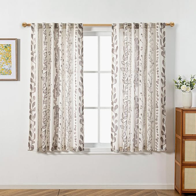 MEETSKY Boho Curtains 2 Panels Curtains 63 Inches Long Boho Linen Style Curtains by MEETSKY