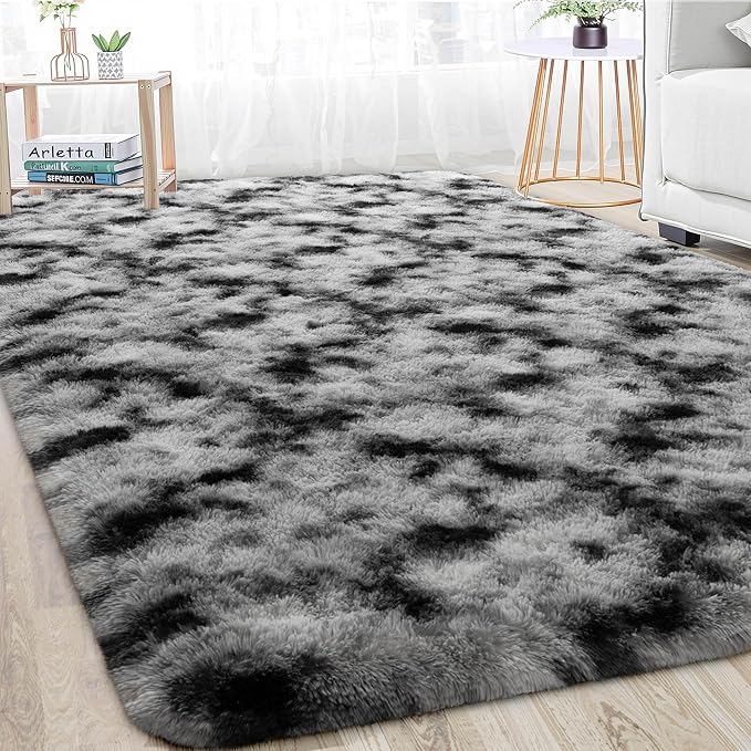 Meralax Tie-Dyed White and Black Rugs - Image 9
