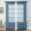 HOMEIDEAS Cyan Blue Sheer Curtains 52 X 96 Inches Length 2 Panels Embroidered by HOMEIDEAS