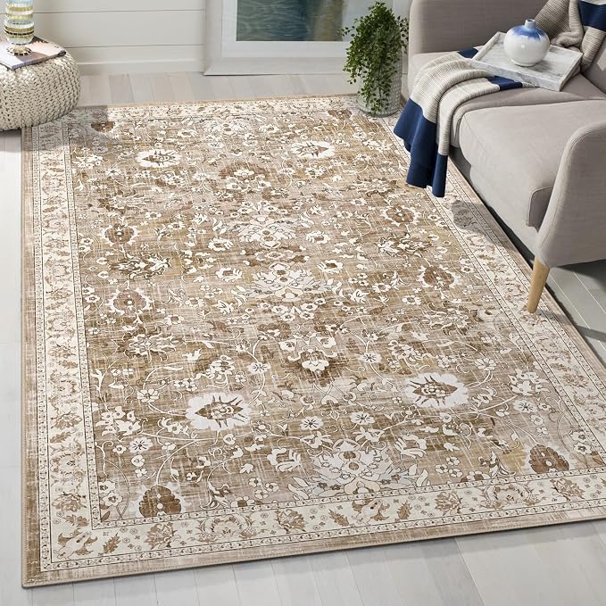 LOKHOM Washable Area Rug, 3x5 Non-Slip Kitchen Area Mat Vintage Living Room Rug by LOKHOM