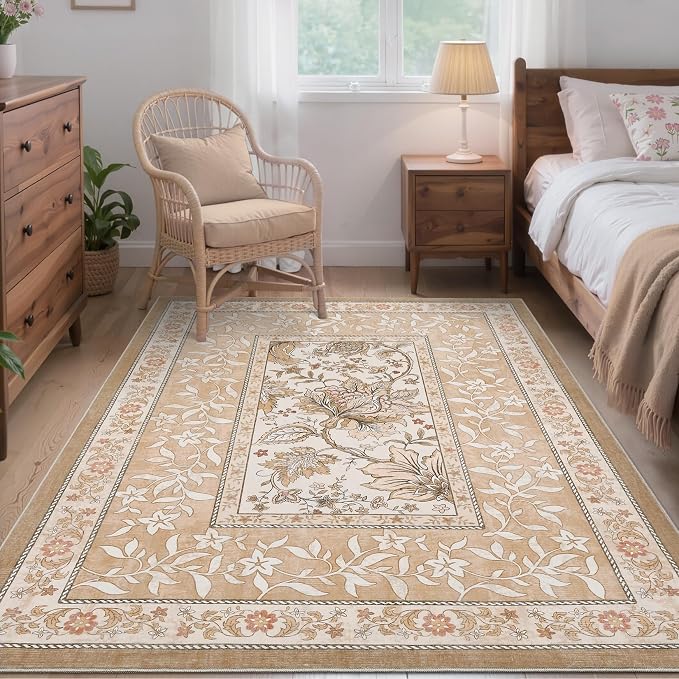 GarveeHome Provence 3x5 Rug Washable Non-Slip Low-Pile Indoor Rugs - Image 2