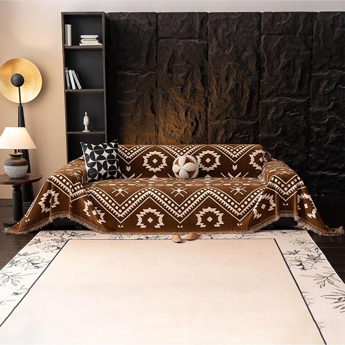 VClife Bohemian Couch Cover Aztec Geometric Chenille Sofa Cover - Image 7