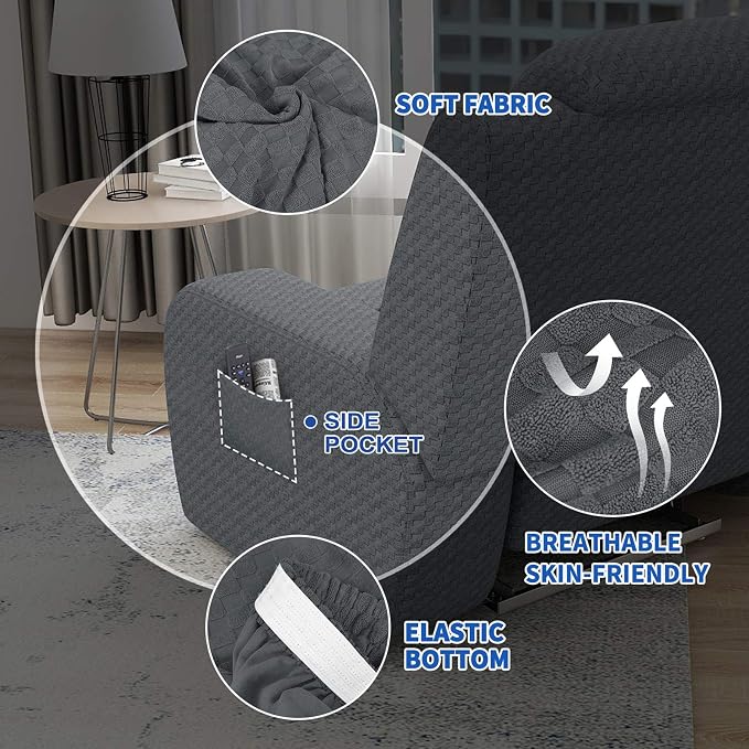 MAXIJIN Oversized Recliner Covers That Stay in Place 4 Pieces Stretch Large - Image 4