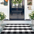 OLANLY Buffalo Plaid Rug 2'4" x 3'7" – Black and White Cotton Checkered Doormat by OLANLY