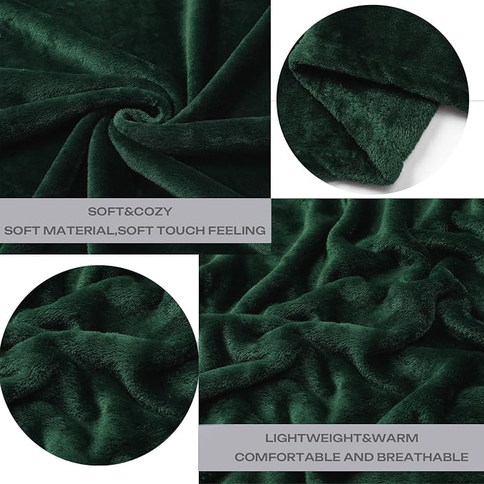 JIAHANNHA Fleece Blanket King Size Green 108 by 90 Inches Blankets - Image 4