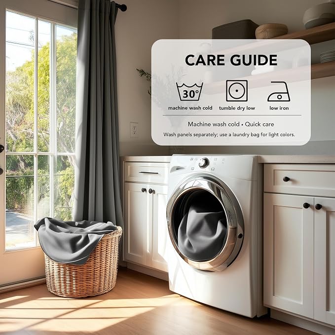 Deconovo Blackout Curtains, Thermal Insulated, W42 x L95 2 Panels, Back Tab - Image 8