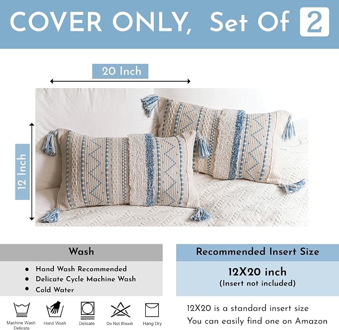 BlissBlush Decorative Lumbar Throw Pillow Covers 12x20 Combo Set of 2 - Image 4
