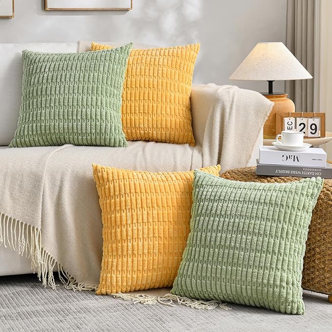 Fancy Homi Set of 4 Spring Boho Decorative Throw Pillow Covers 16x16 Inch by Fancy+Homi