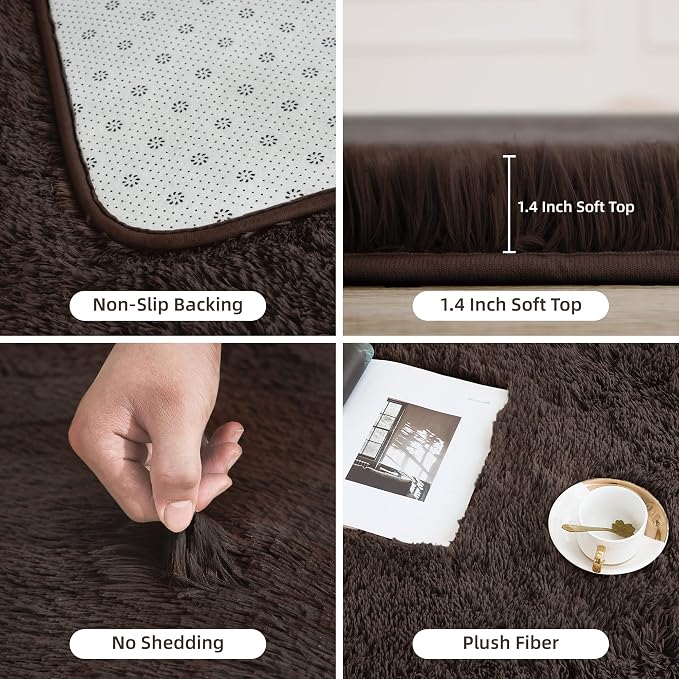 Litanika 6x9 Shag Area Rug for Living Room Bedroom, Non-Shedding Modern Indoor - Image 5