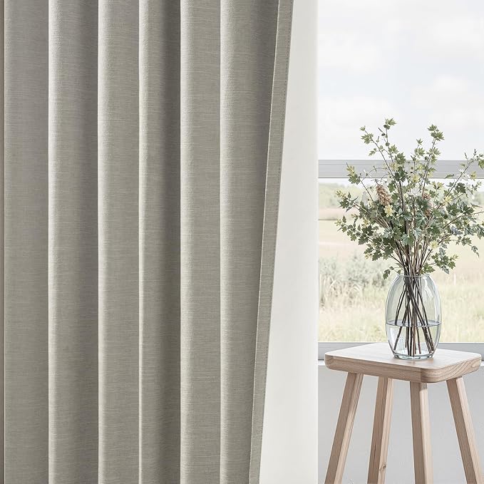 Flax Grey Blackout Curtains 95 Inch Length 2 Panels - Image 5