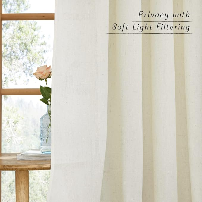 NICETOWN Flax Linen Room Divider Curtains 84 inches Long, Grommet Thick Linen - Image 5