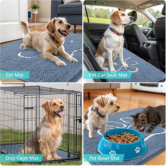 OLANLY Dog Door Mat for Muddy Paws 32x20, Paw Print Design, Absorbs Moisture - Image 8