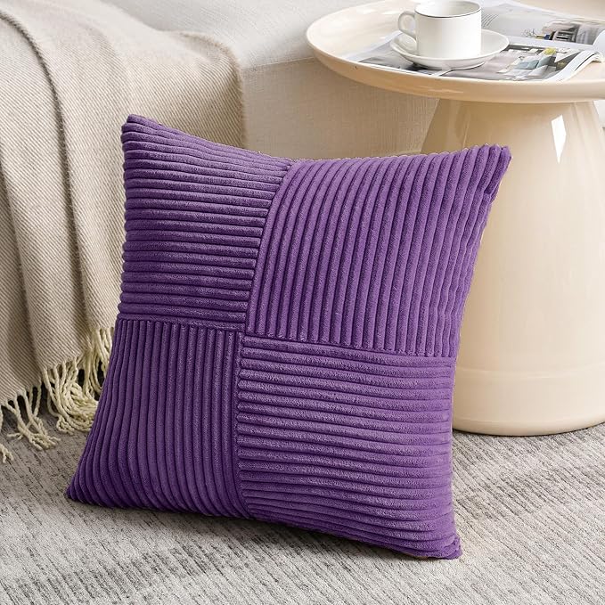 Fancy Homi 2 Packs Purple Samll Decorative Throw Pillow Covers 14x14 Inch - Image 2