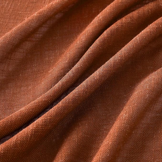 MIULEE Burnt Orange Linen Curtains 96 Inch Long - Image 4