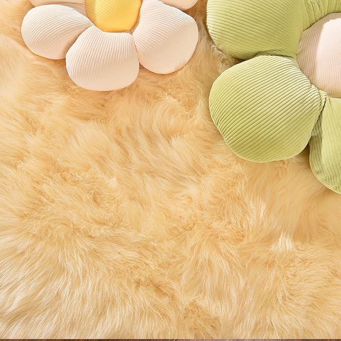 Latepis Yellow Fluffy Circle Rugs - Image 5