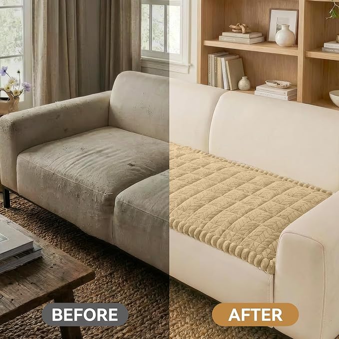 Smiry Non Slip Couch Covers for Dogs, Fuzzy Pet Couch Covers for 2-3 Cushion - Image 5