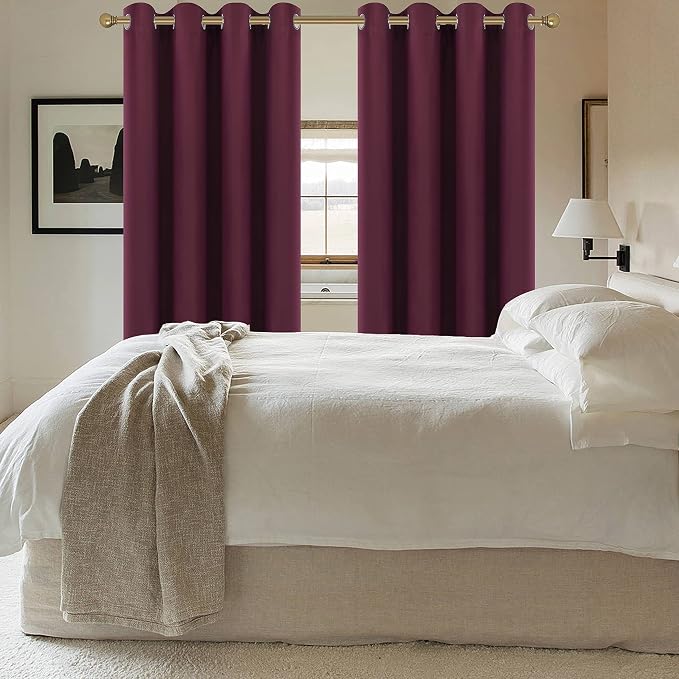 Diraysid Burgundy Red Grommet Blackout Curtains - Image 5