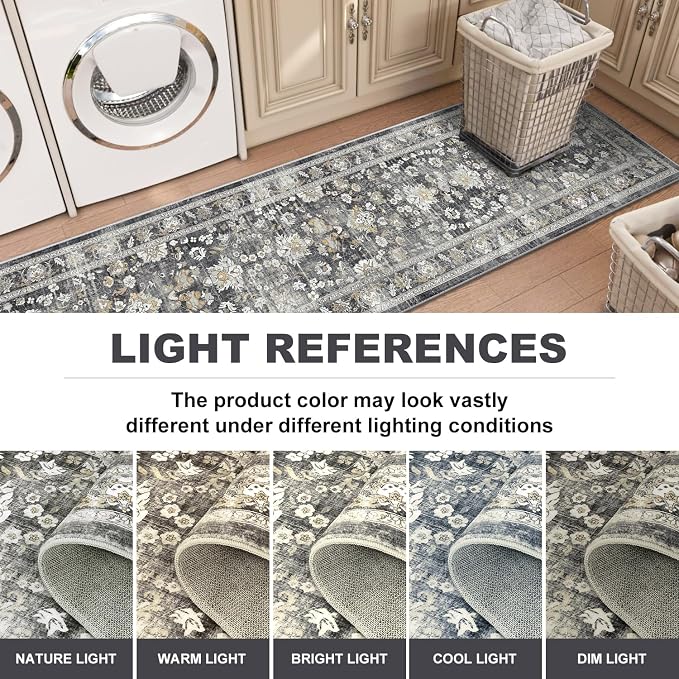 LOKHOM Washable Runner Rug, 2x10 Non-Slip Vintage Farmhouse Hallway Runner Rug - Image 5