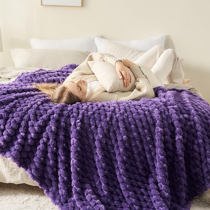 NEWCOSPLAY Super Soft Twin Blanket Purple Premium Silky Flannel Fleece 3D - Image 3