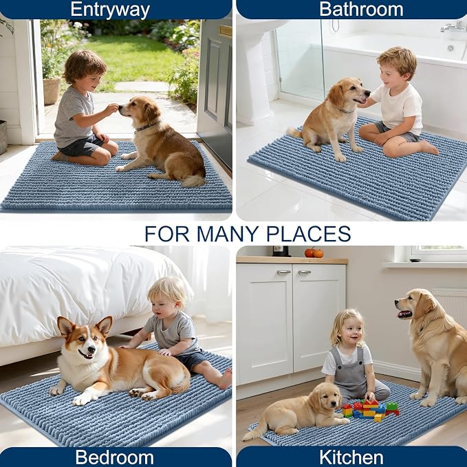 OLANLY Dog Door Mat for Muddy Paws 34x21, Ultra Absorbent Chenille Mud Doormat - Image 8