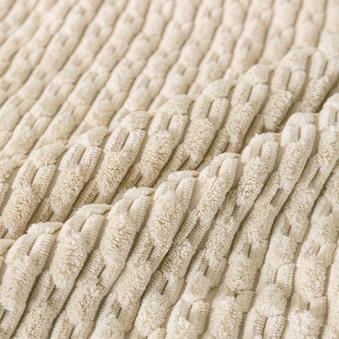 Set of 4 Beige Decorative Throw Pillow Covers 26x26 Inch Corduroy Pillow Covers - Image 4