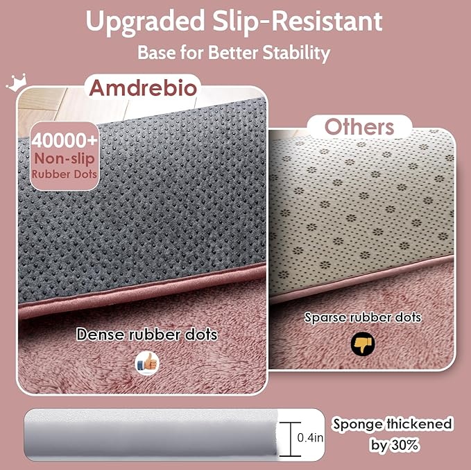Amdrebio Blush Pink Area Rugs for Girls Bedroom Kids Room, 5x7 Fuzzy Furry - Image 5