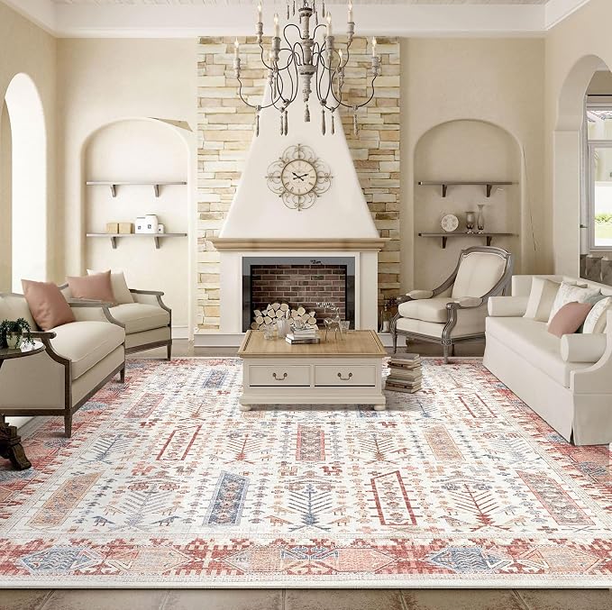 10x12 Area Rug for Living Room- Machine Washable Soft Oriental Vintage Large - Image 5
