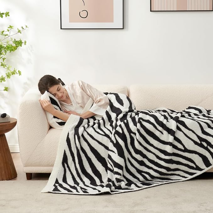 Snuggle Sac Zebra Blanket Black Zebra Print Blanket Ultra Soft Reversible Zebra - Image 6