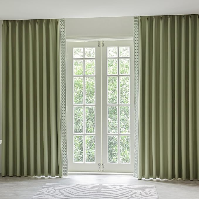 VisionaryHomeDesign Green Pinch Pleat Curtains, High End Curtains - Image 2