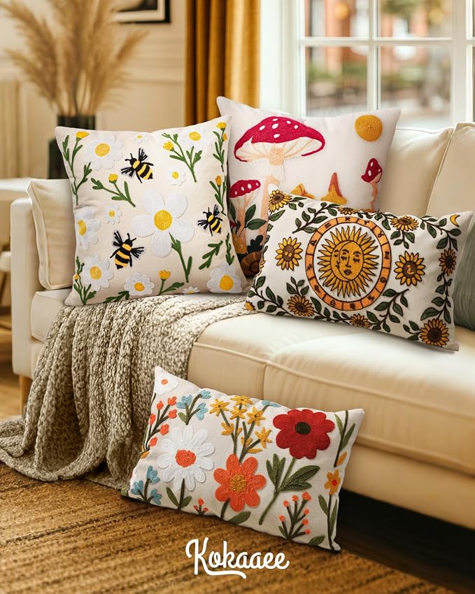 Embroidered Lumbar Pillow Cover 20x12 Inch - Image 6