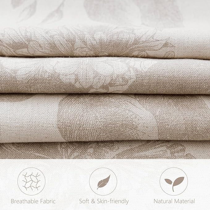Foindtower Set of 2 Linen Floral Vintage Throw Pillow Covers Neutral Accent - Image 2