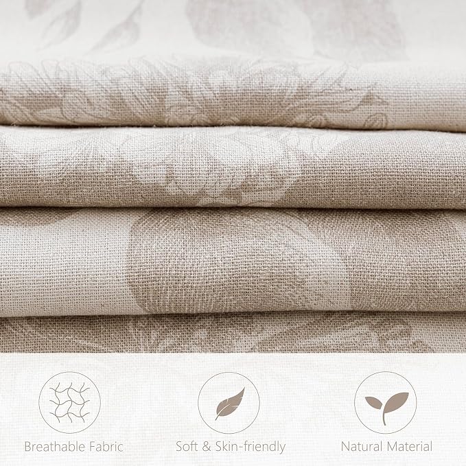 Foindtower Set of 2 Linen Floral Vintage Throw Pillow Covers Neutral Accent - Image 2