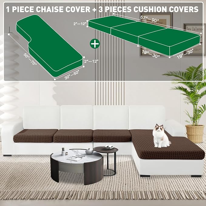 MAXIJIN Couch Cushion Covers for Sectional Sofa, Stretch Sofa Cushion Cover - Image 2