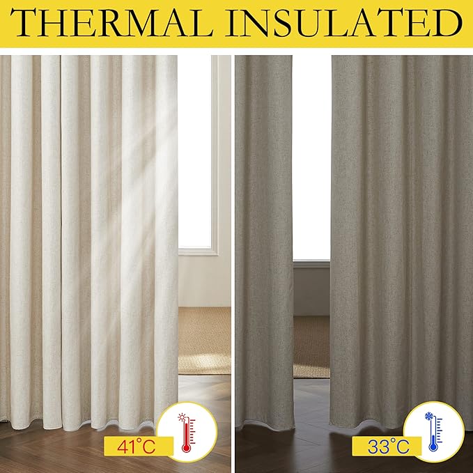 NICETOWN Natural Linen Curtains 45" Long - Image 5