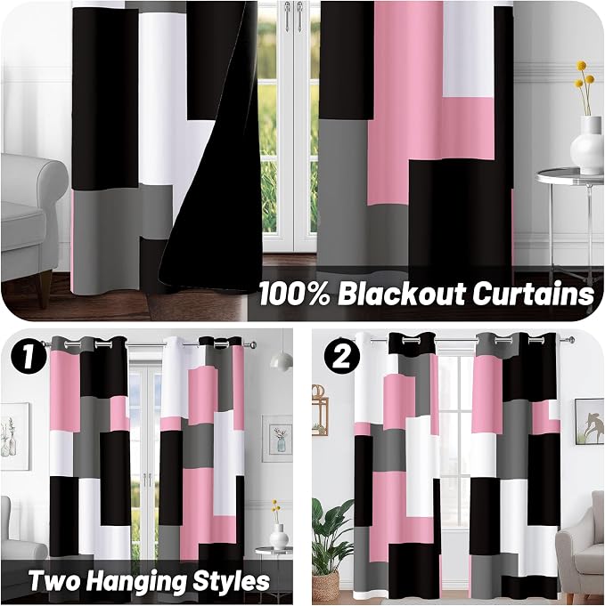 Tyrot Pink 100% Blackout Curtains - Image 2