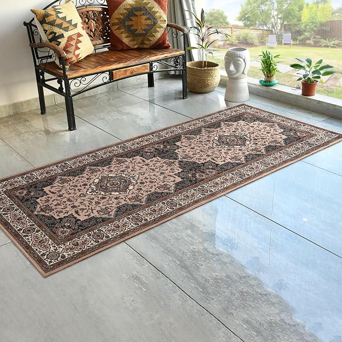 Runner Rug for Bedroom, 2x6Ft Machine Washable Area Rugs, Vintage Non-Slip Low - Image 8