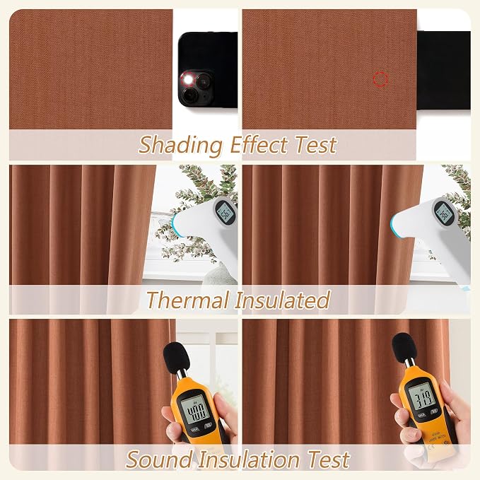 Guken Terracotta 100% Blackout Curtains 108 Inch Length 2 Panels Set Fall - Image 5
