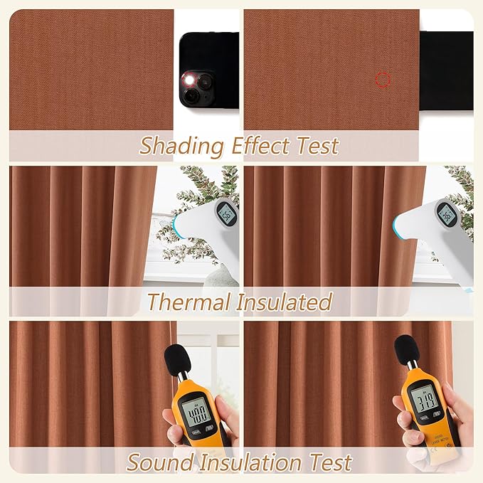 Guken Terracotta 100% Blackout Curtains 84 Inch Length 2 Panels Set Fall - Image 5