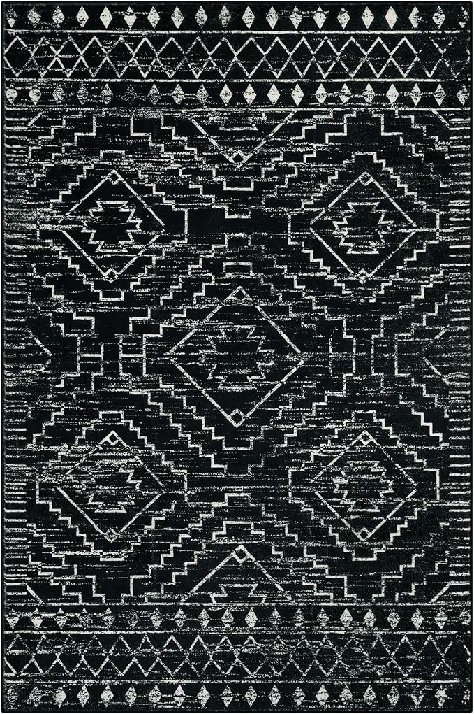 Wonnitar Moroccan 6x9 Area Rugs, Washable Black Rugs - Image 8