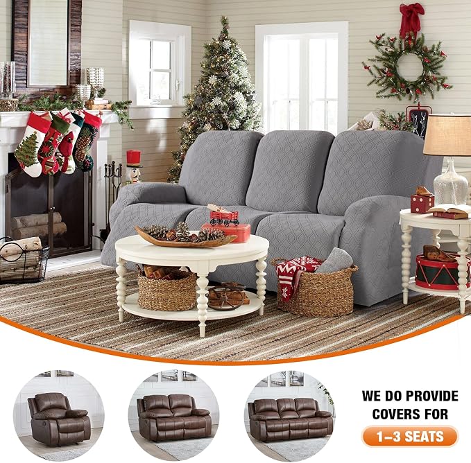 VANSOFY Recliner Cover, 3-Pieces Stretch Reclining Couch Covers - Image 4