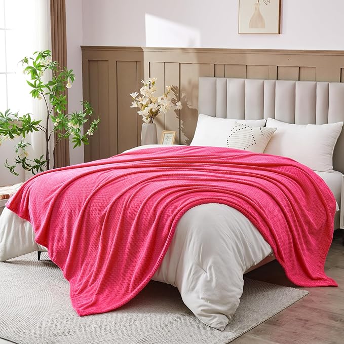 NEWCOSPLAY Super Soft King Blanket Dark Rose Red Premium Silky Flannel Fleece by NEWCOSPLAY