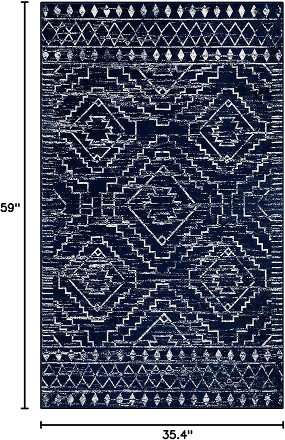 Wonnitar Moroccan Washable Rug 3x5, Soft Farmhouse Bedroom Throw Mat, Geometric - Image 2