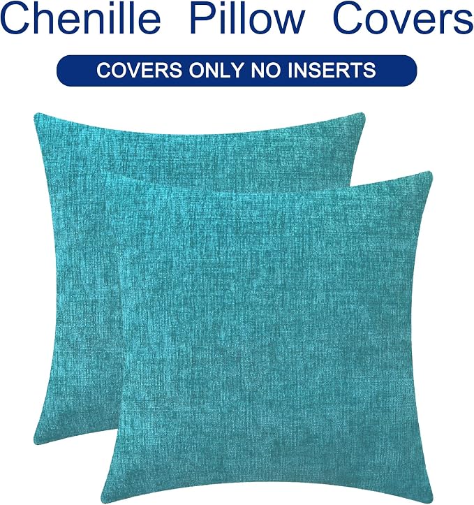 CaliTime Throw Pillow Covers Decorative 26 X 26 Inches Pack of 2 Cozy Chenille - Image 6