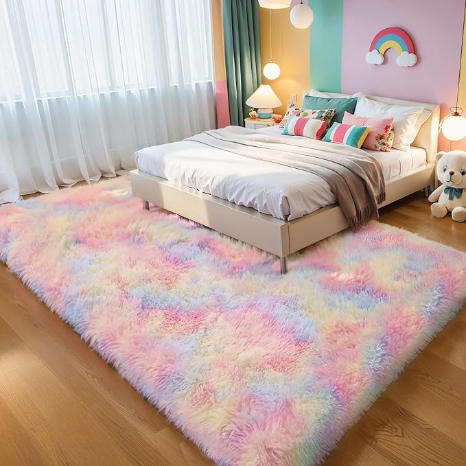 KICHOWUA Thick Area Rug 4x6 Fluffy Shag - Image 6