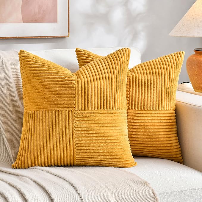 Fancy Homi 2 Packs Sunflower Yellow Spring Decorative Throw Pillow Covers 18x18 by Fancy+Homi