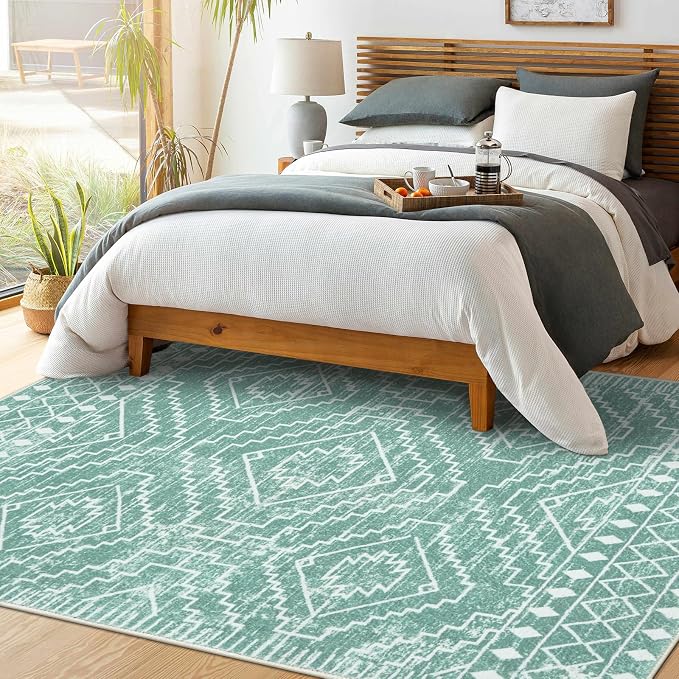 Wonnitar Moroccan Sage Green Area Rugs 5x7, Washable Rugs Non-Slip Soft Large - Image 6