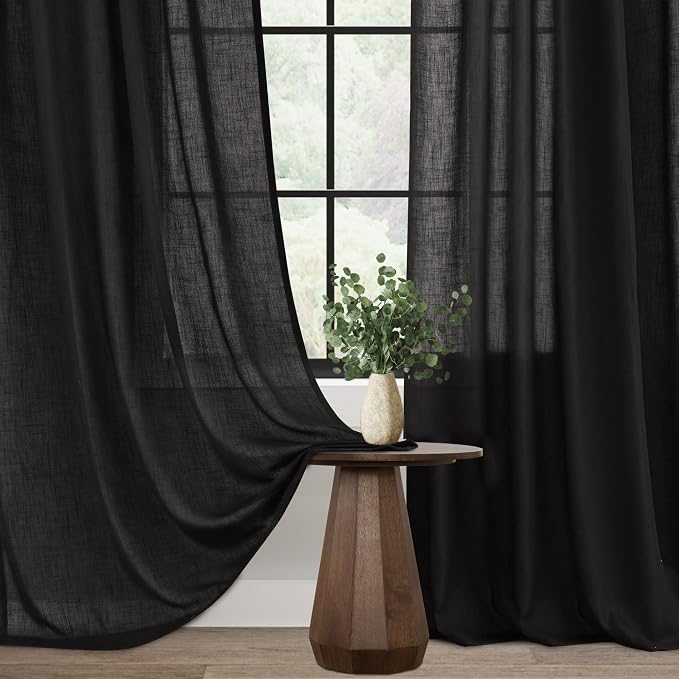 Black Linen Curtains 72 inches Long - Image 3
